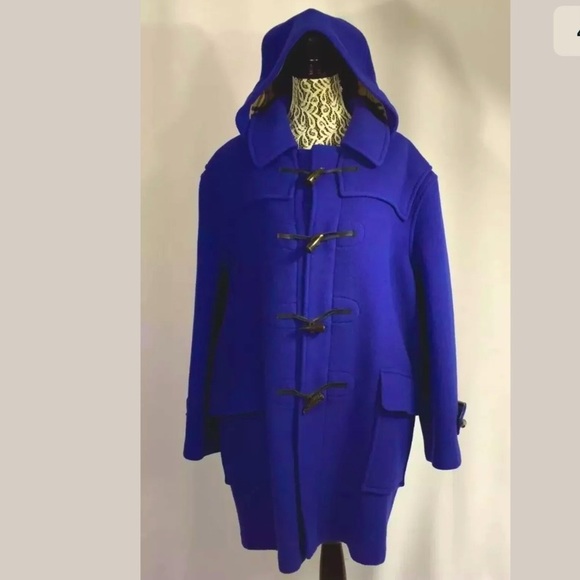 BURBERRY Cobalt Blue Nova Check Duffle Coat XXL